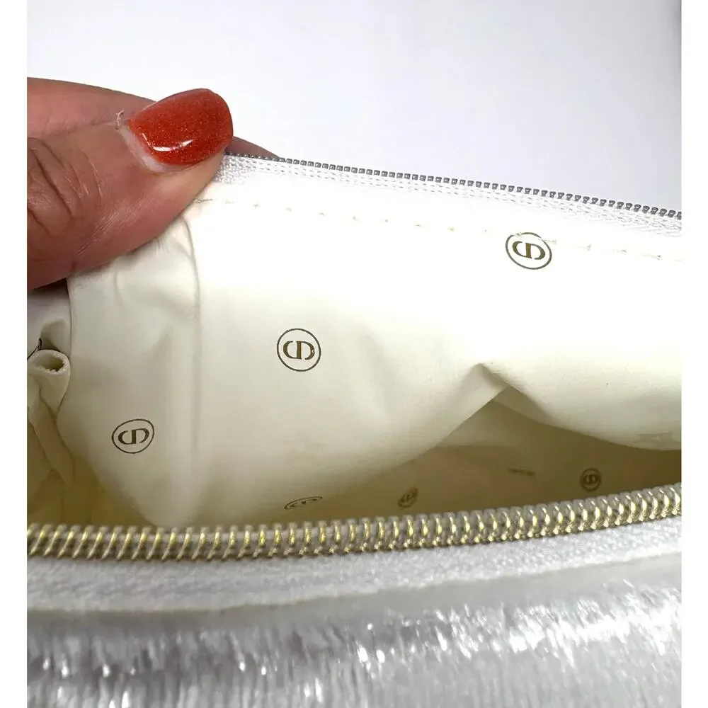 Christian Dior White Velvet Chain Bag CD Logo 2021 Holiday Edition